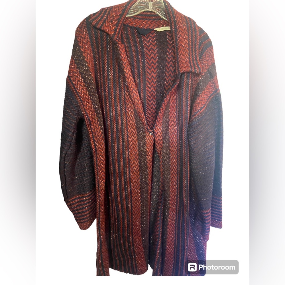 Soft surroundings longline open front boho sweater wool blend cardigan ladies